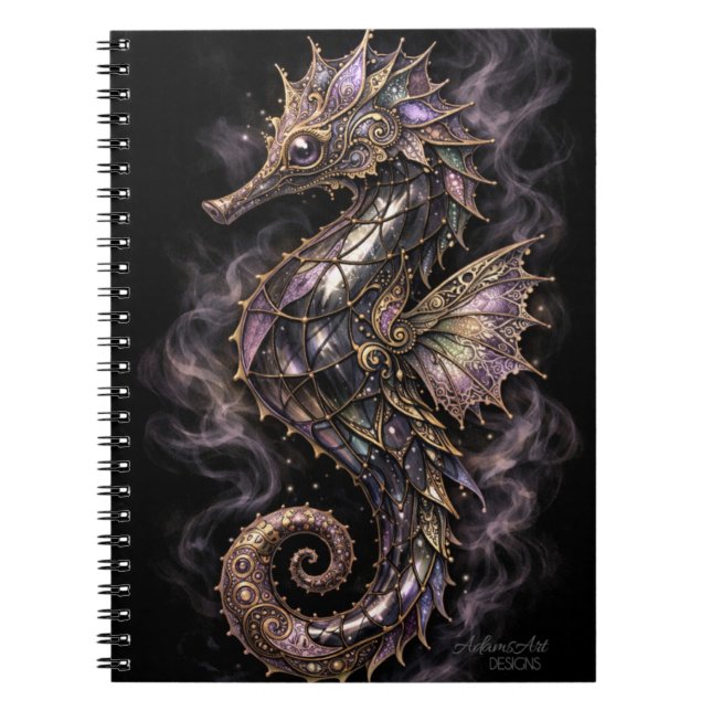 Ornate Cosmic Seahorse Fantasy Art Notebook (Front)