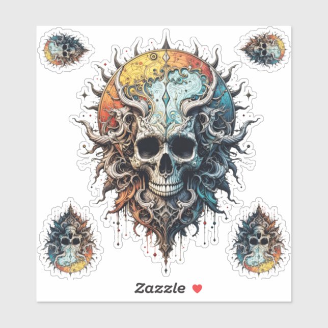 Ornate Cosmic Skull Gothic Baroque Mandala  (Sheet)