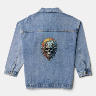 Ornate Cosmic Skull Gothic Baroque Mandala Denim Jacket