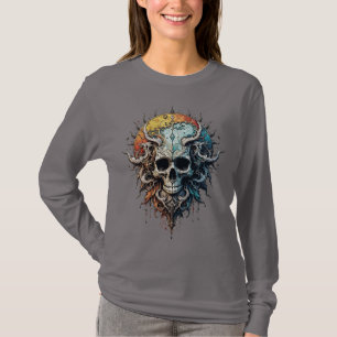 Ornate Cosmic Skull Gothic Baroque Mandala T-Shirt