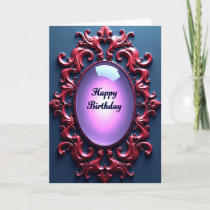 Ornate Crimson Birthday Card