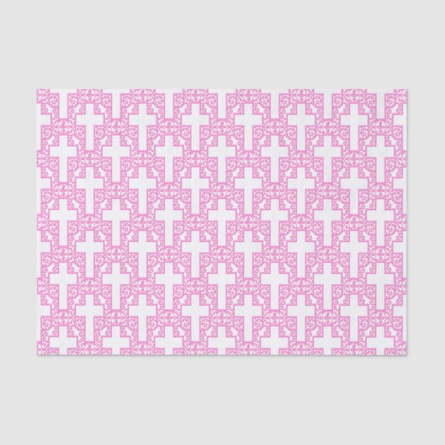 Ornate Cross 06 Pink-TISSUE WRAPPING PAPER (Front)