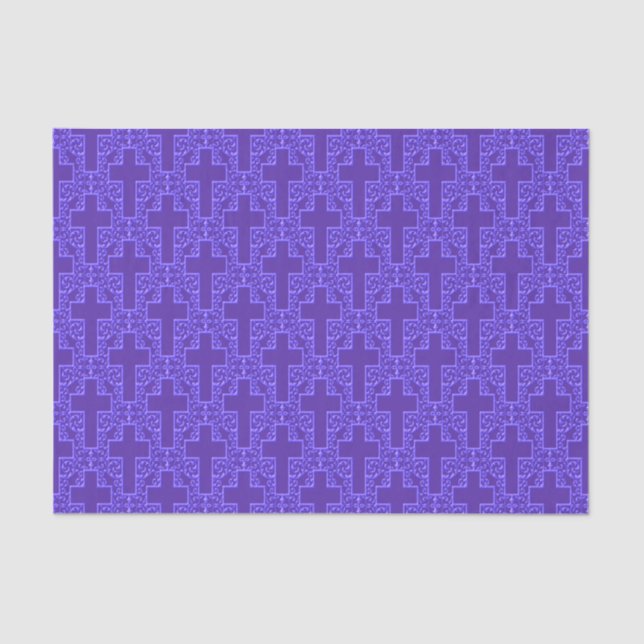 Ornate Cross 09 Purple-TISSUE WRAPPING PAPER (Front)