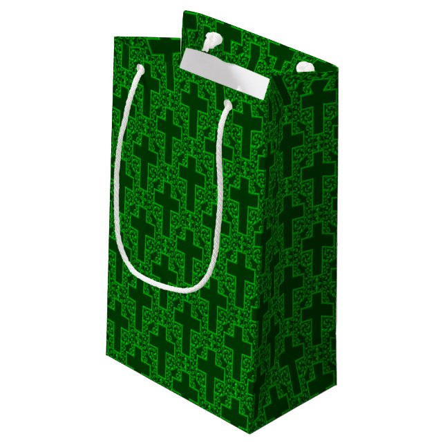 Ornate Cross-14-Green-GIFT BAG s (Back Angled)