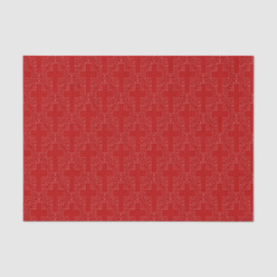 Ornate Cross 16 Red-TISSUE WRAPPING PAPER