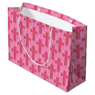 Ornate Cross-22 Pink-Gold-GIFT BAG L