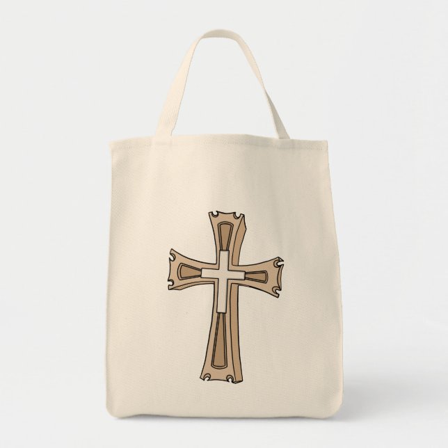 Ornate Cross Crest Tote Bag (Front)