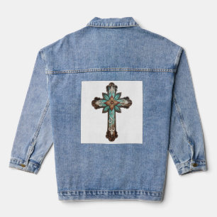 Ornate Cross Denim Jacket