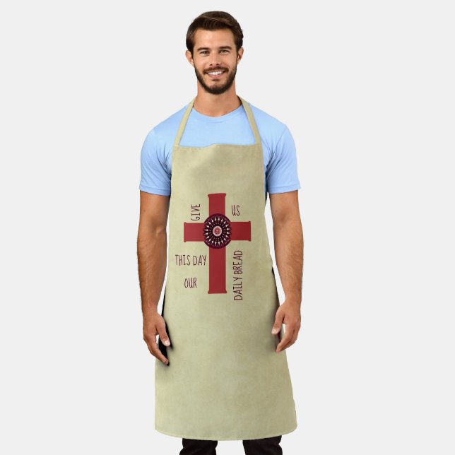 Ornate Cross Give Us This Day Our Daily Bread Apron (Worn)