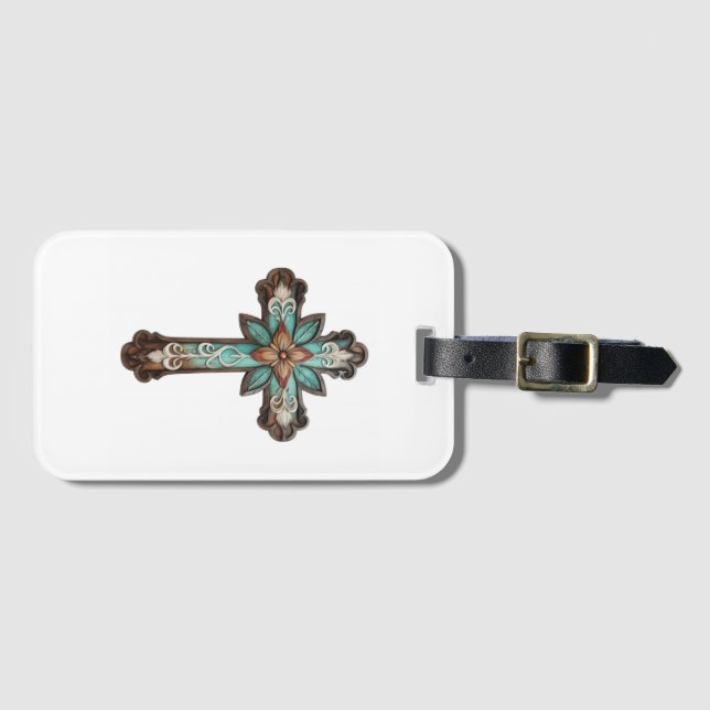 Ornate Cross  Luggage Tag (Front Horizontal)