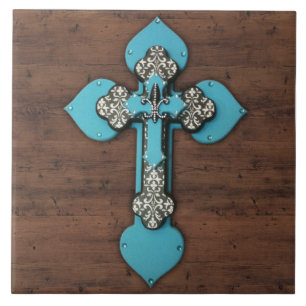 Ornate Cross Wall Plaque Tile
