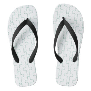 Ornate cross with plain green vines flip flops