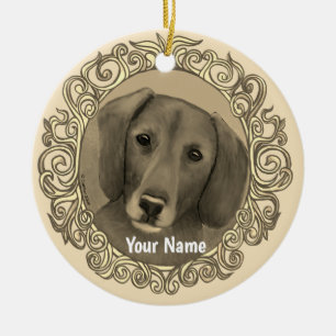 Ornate Dachshund  Ceramic Tree Decoration