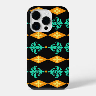 Ornate Damask Diamond Stripe iPhone 14 Pro Case