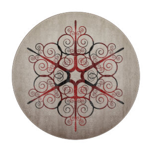 Ornate Damask Element Grey Slate Colour Cutting Board