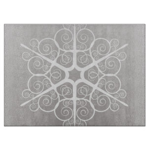 Ornate Damask Element Grey Slate Colour Cutting Board