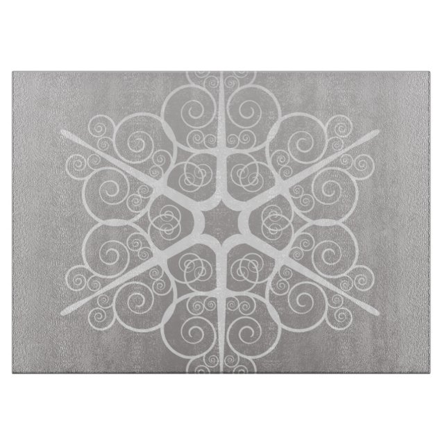 Ornate Damask Element Grey Slate Colour Cutting Board (Front)