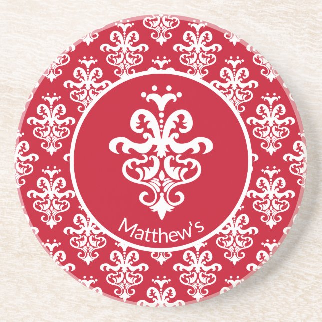 Ornate Damask Patterned Coaster (Front)