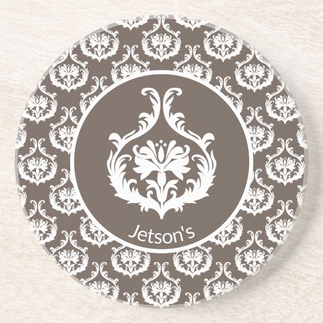 Ornate Damask Patterned Coaster (Front)