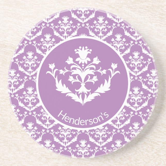 Ornate Damask Patterned Coaster (Front)