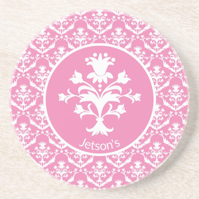 Ornate Damask Patterned Coaster (Front)