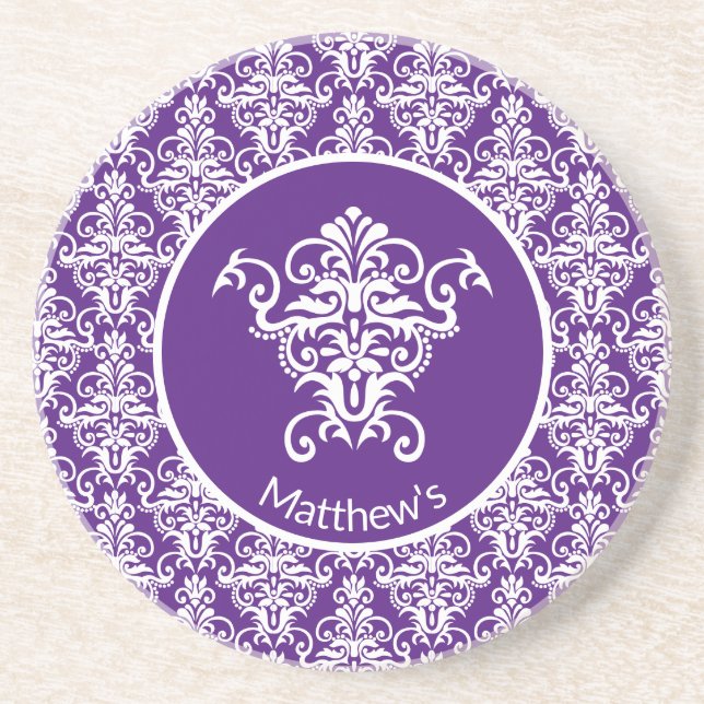 Ornate Damask Patterned Coaster (Front)
