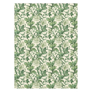 Ornate dark green acanthus leaves pattern tablecloth
