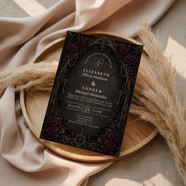 Ornate Dark Victorian Goth Wedding Invitation (Creator Uploaded)