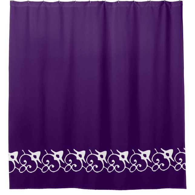 Ornate Decor Solid Deep Royal Purple Bathroom Home Shower Curtain (Front)