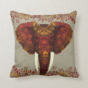 Ornate Decorated Elephant Design Cushion