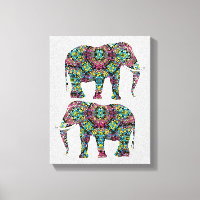 Ornate Decorated Indian Elephant Design Canvas Print (Front)