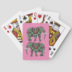Ornate Decorated Indian Elephant Design Playing Cards