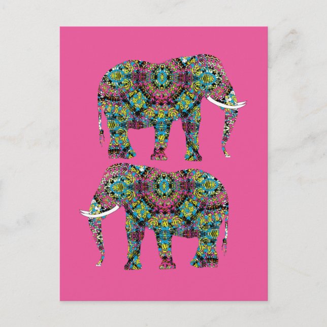 Ornate Decorated Indian Elephant Design Postcard (Front)