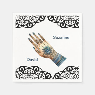 Ornate Decorated Mehndi Henna Hand Design Napkin