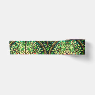 Ornate design featuring green and gold symmetrical satin ribbon