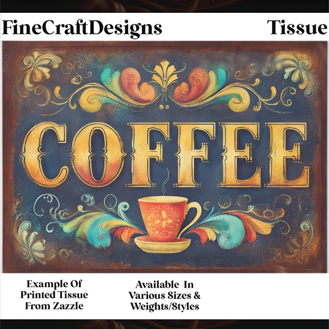 Ornate Distressed Coffee Typography FA1 Decoupage Tissue Paper (Creator Uploaded)
