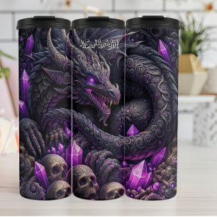 Ornate Dragon with Purple Crystals Thermal Tumbler