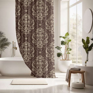 Ornate Elegance Brown Pattern Shower Curtain