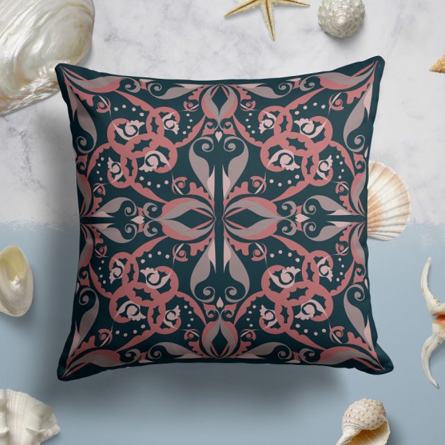 Ornate Elegance in Charcoal Teal Cushion (Creator Uploaded)