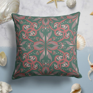 Ornate Elegance in Jade Green Cushion