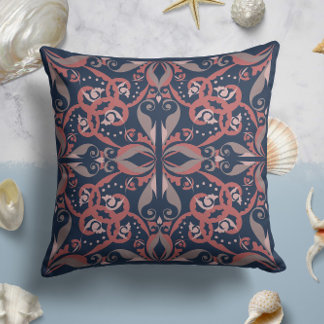 Ornate Elegance in Midnight Blue Cushion