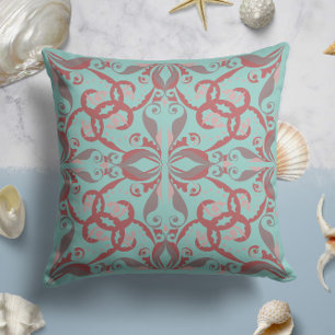 Ornate Elegance in Mint Aqua Cushion
