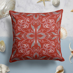Ornate Elegance in Scarlet Red Cushion