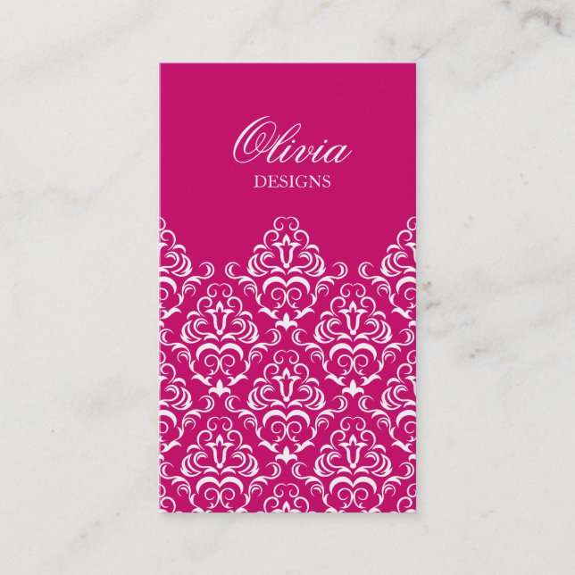 Ornate Elegant Damask Business Card Design (Front)