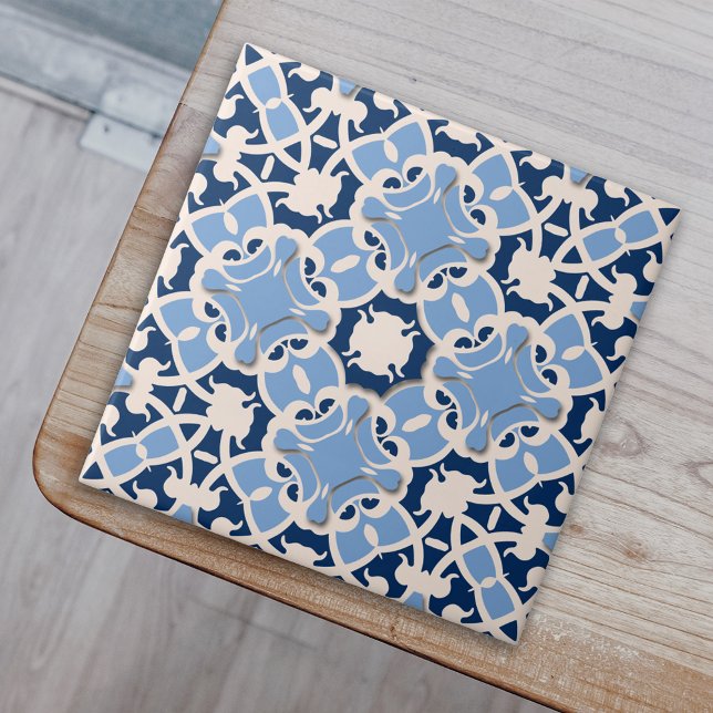 Ornate Elegant Damask Classic Blue And White Tile (Creator Uploaded)