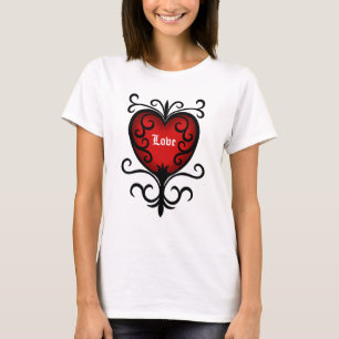Ornate elegant dark red gothic heart T-Shirt