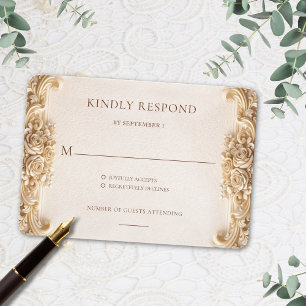 Ornate Elegant Gold Floral RSVP Response Card