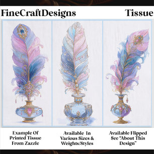 Ornate Elegant Quill & Inkwell Trio EQ2R Decoupage Tissue Paper