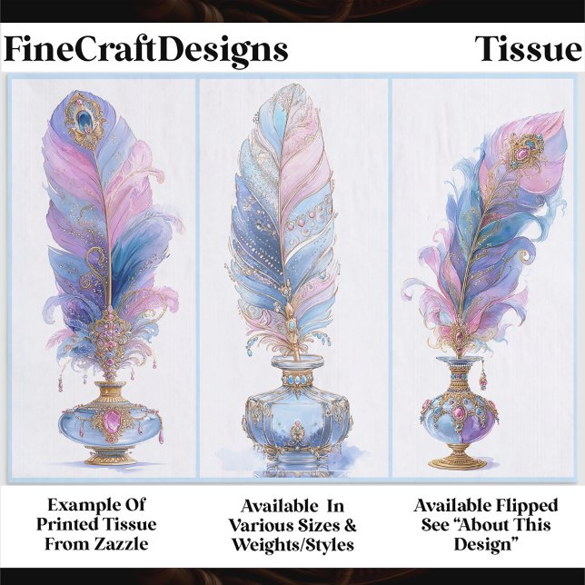 Ornate Elegant Quill & Inkwell Trio EQ2R Decoupage Tissue Paper (Creator Uploaded)
