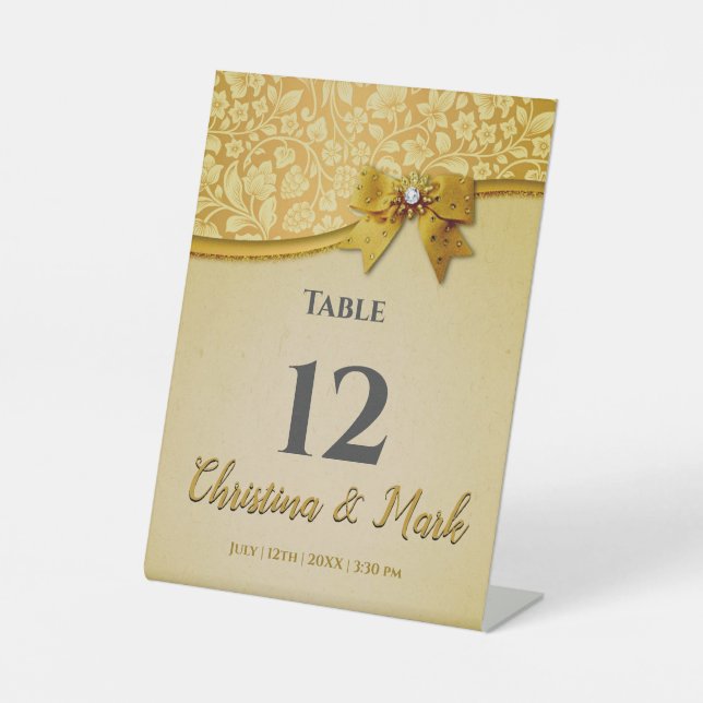 Ornate Elegant Retro Abstract Flowers and Leaves   Pedestal Sign (Front)